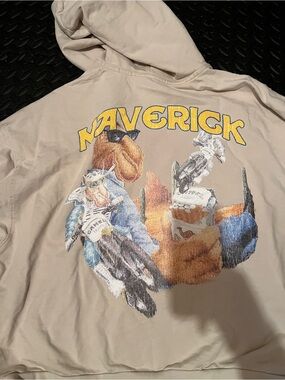 Men's Beige Graphic Hoodie with Racing Print
